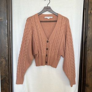 Neutral Pink Cable Knit Cardigan